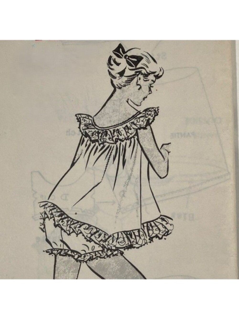 1950s Babydoll Pajamas Bloomers Unprinted Pattern Parade 492 Mail Order B31 FF